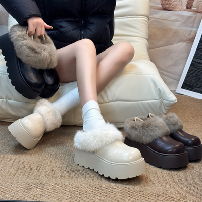 新款小个子增高复古毛毛鞋女