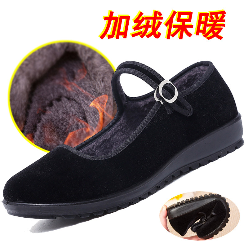老北京布鞋加绒保暖防滑软底棉鞋