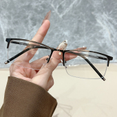 男士 百搭 商务金属半框眼镜框感光变色眼镜可配成品近视眼镜女时尚