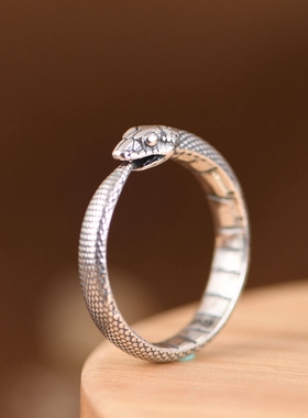 纯银蛇开口戒指新款银饰