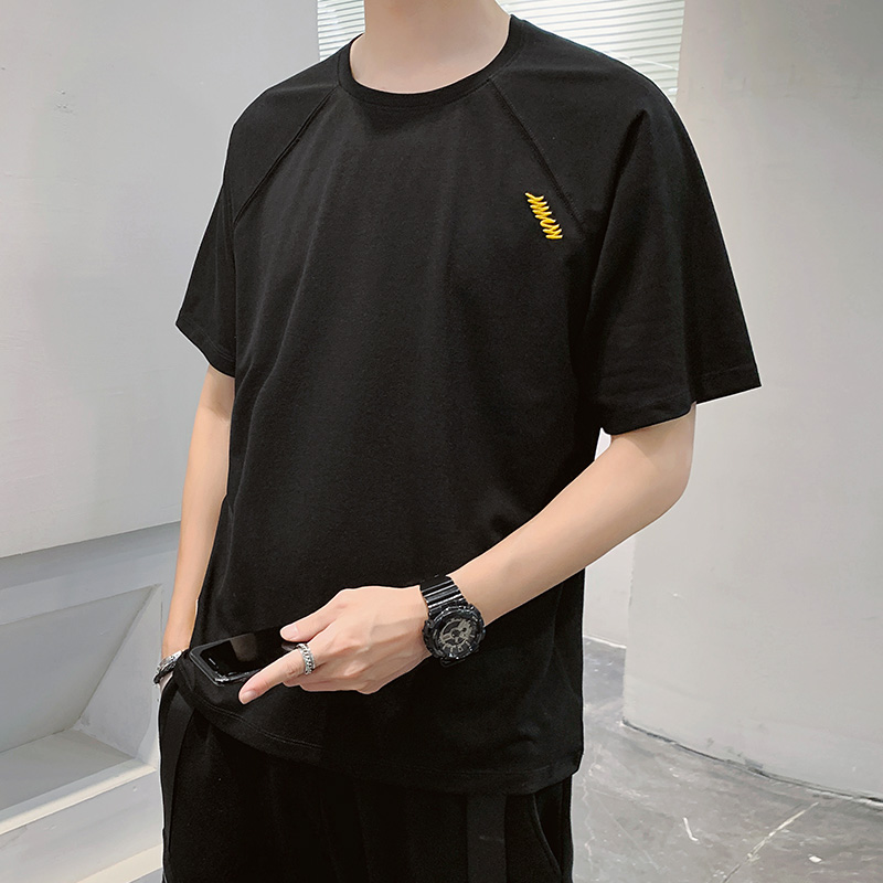 100%純棉 新款潮流百搭男士短袖T恤寬鬆半袖男體恤