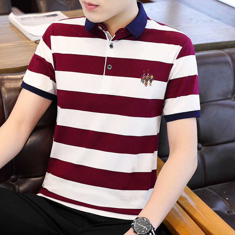 New slim men's business leisure cool wave brand solid color polo shirt in summer 2021