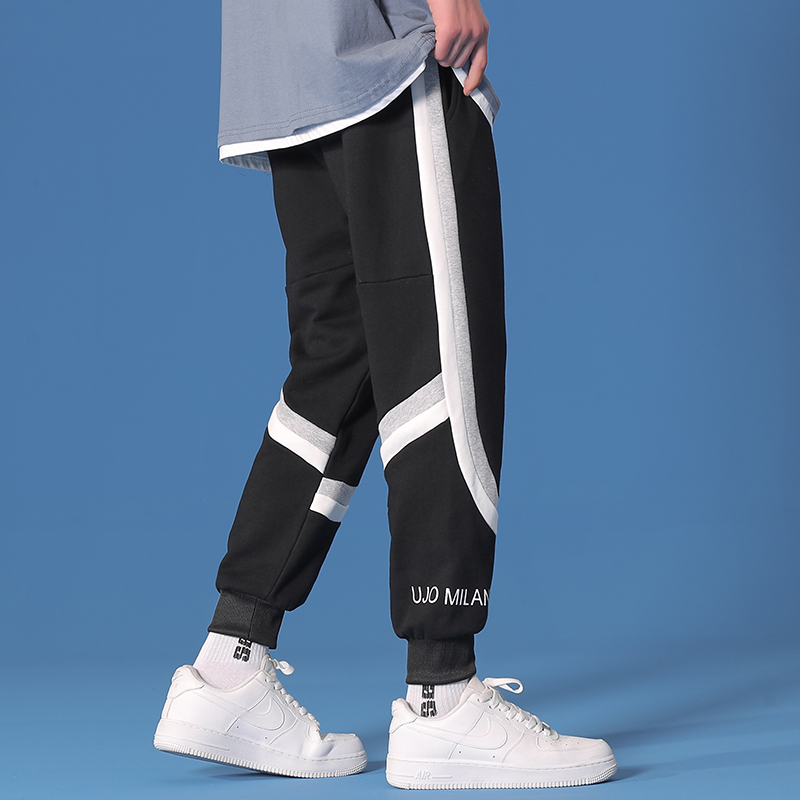 Spring bodyguard pants men's fashion brand versatile sports knitted pants Korean fashion loose casual Leggings