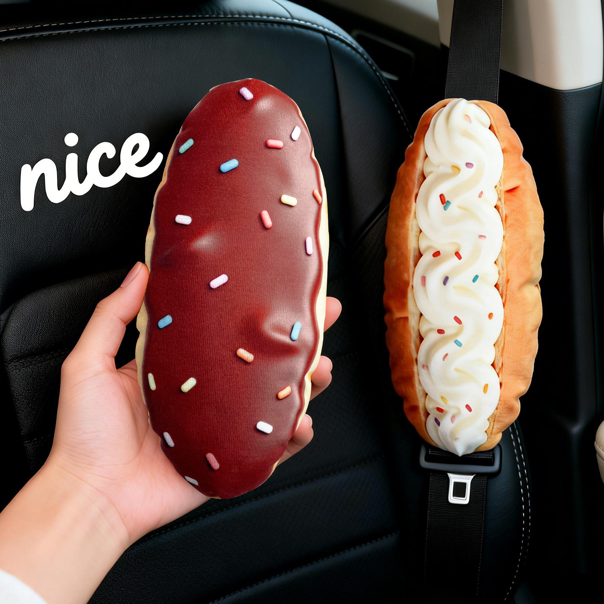 新款仿真面包汽车安全带护肩套毛绒保护套防磨防勒防误拍可爱装饰