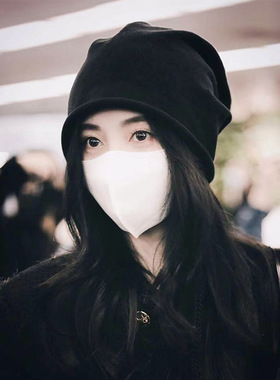 日本RX鞠婧祎同款堆堆帽女显脸小素颜毛线冷帽秋冬卷边针织包头帽