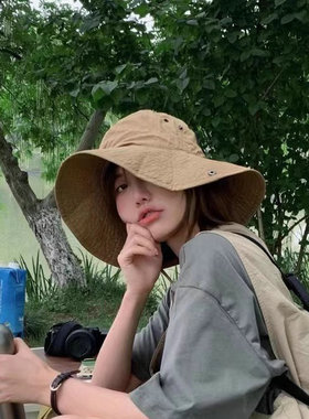 日本RoseX西部牛仔帽女大檐轻盈渔夫帽露营遮阳太阳帽登山防晒帽