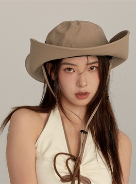 日本RoseX西部牛仔帽女大檐渔夫帽露营遮阳太阳帽户外登山防晒帽