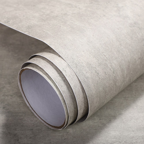 工业风墙纸自粘灰色微水泥贴纸