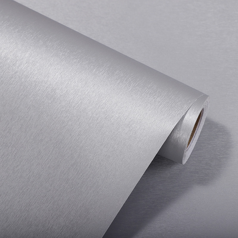 灰色贴纸仿不锈钢自粘防水防潮不沾油厨房台面橱柜柜门桌家具墙纸