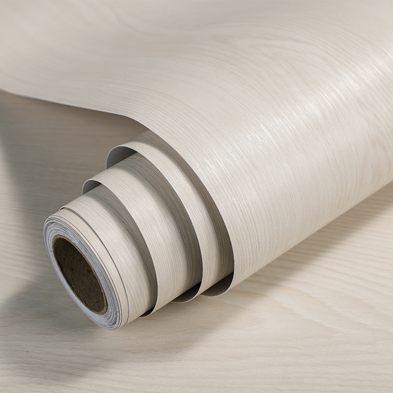 加厚家具翻新墙纸米白桦木木纹贴改色贴纸装饰自粘柜子仿真北欧风