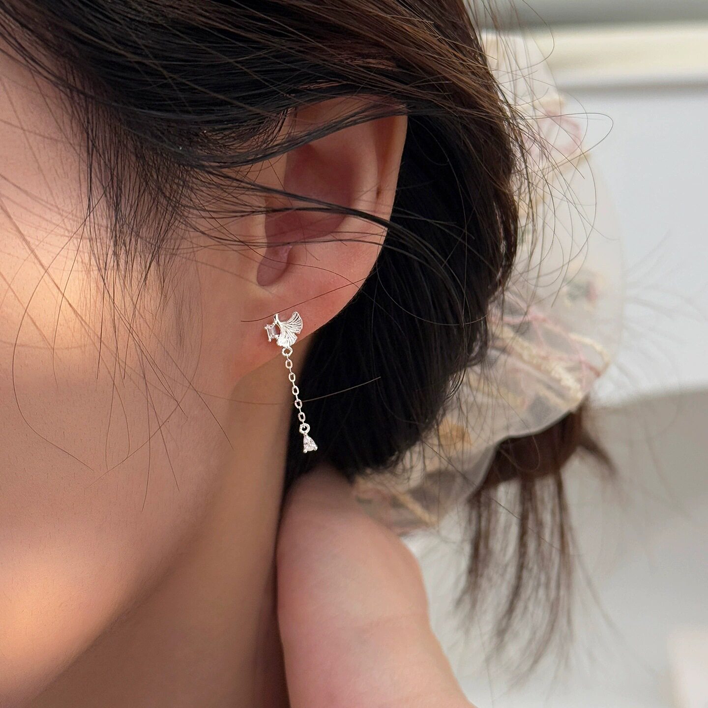 甜美银杏叶流苏耳环女ins风小众设计感精致优雅耳钉韩版气质耳饰