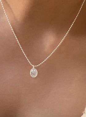 简约水滴吊坠项链女气质冷淡风优雅S925银锁骨链ins风设计感颈链