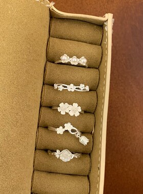 甜美气质铃兰花朵吊坠戒指女百搭叠戴优雅轻奢开口指环网红食指戒