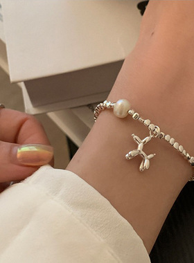 甜酷气球小狗手链女韩版时尚气质百搭S925银手环ins小众设计手饰