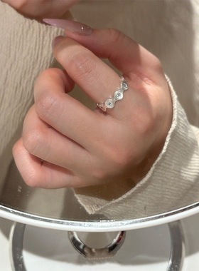 甜美拉丝星星戒指女简约时尚百搭气质叠戴开口指环几何个性食指戒