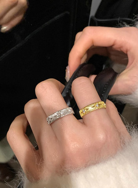 甜美哑光精致开口戒指女个性设计感星星开口指环百搭叠戴食指戒潮