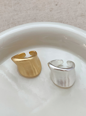 重工金属几何拉丝开口食指戒