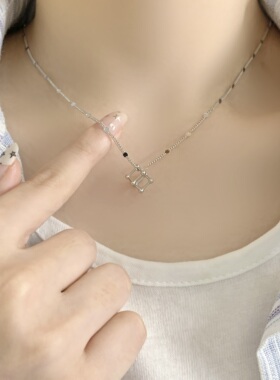 轻奢小众几何立方体锁骨链女