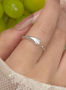 萌趣猫爪戒指女简约时尚气质百搭开口指环雾面哑光ins风食指戒潮