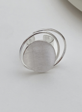 欧美小众拉丝金属戒指女百搭