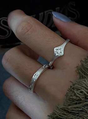 星星精致戒指女简约时尚叠戴甜酷S925镀银开口指环几何食指戒潮