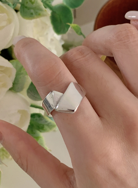 韩版复古爱心镀银不规则指环