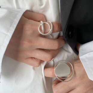 几何夸张个性戒指女网红时尚欧美风气质嘻哈开口指环创意食指戒潮