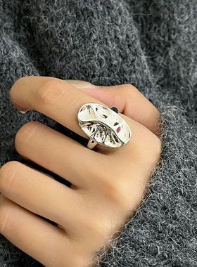 几何不规则肌理感戒指女个性时尚夸张嘻哈朋克开口指环ins食指戒