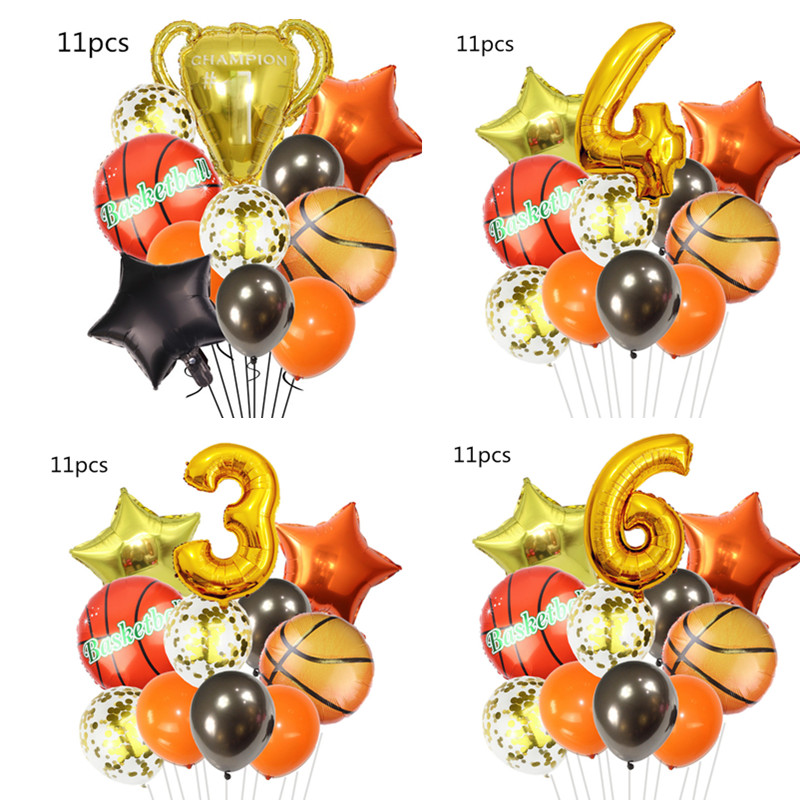 校园篮球主题运动会铝膜气球桌飘男孩生日派对篮球铝膜球装饰道具