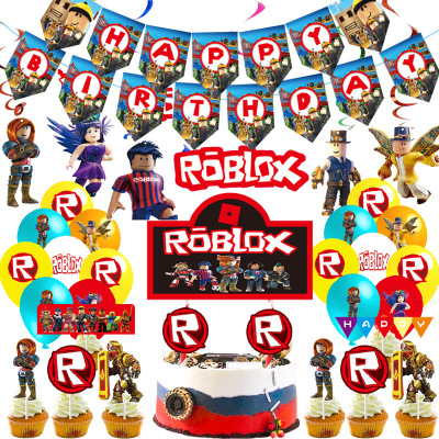 新款生日派对虚拟世界 ROBLOX派对装饰杯子盘子桌布一次性餐具