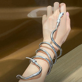 银色蛇形手镯个性 缠绕小蛇手链高级感蛇骨链手环冷淡风手饰配饰