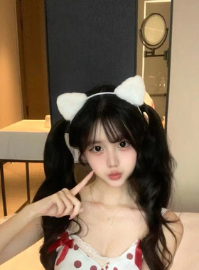 白色猫耳朵发箍兔耳可爱甜妹头饰