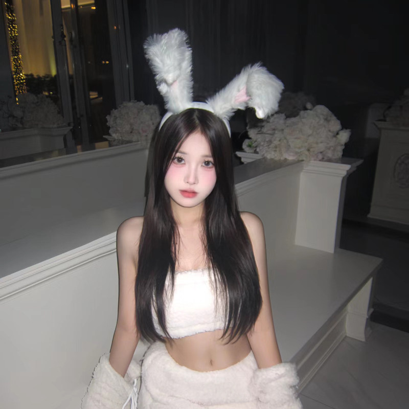 万圣节兔子耳朵发箍可爱兔女郎发饰cos氛围感装扮配饰白色头饰女
