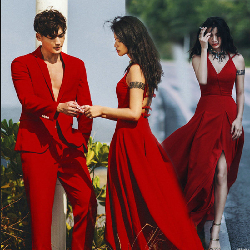 婚纱2020展会新款影楼主题服装外景旅拍摄影情侣街拍写真红色礼服|msdalam kategori Butik wanita / wanita, pakaian/pakaian kebangsaan/peringkat pakaian, pakaian kebangsaan/pakaian - dari Buy2taobao.com untuk memberikan perkhidmatan ejen Taobao profesional membeli