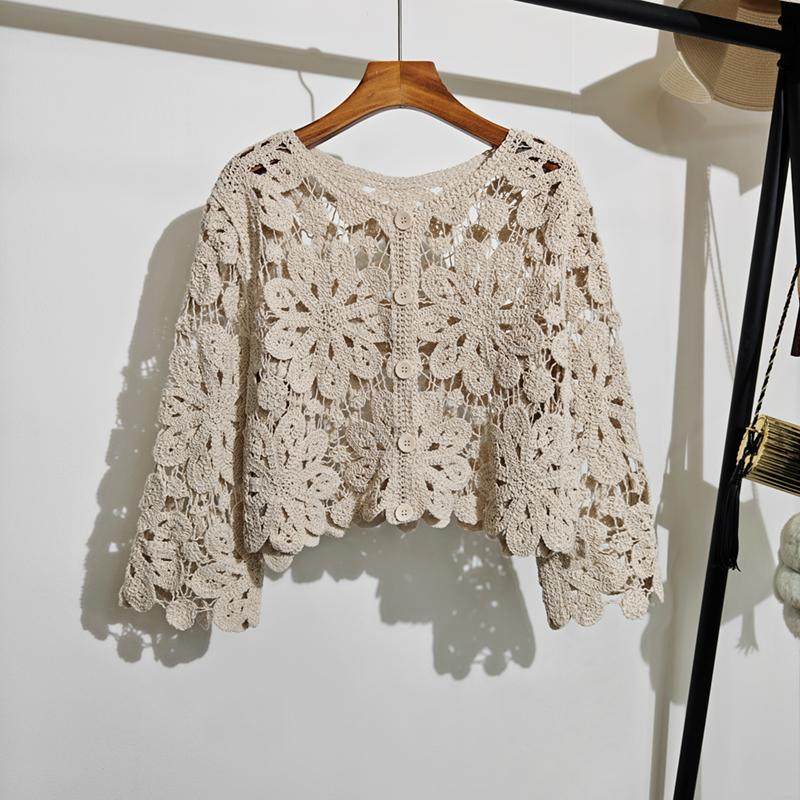法式钩花镂空针织开衫女秋波西米亚度假风长袖披肩防晒上衣外套潮,女装/女士精品,毛针织衫,淘宝优惠券,粉丝福利购,淘宝优惠卷