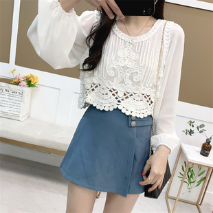 新款早夏雪纺衫女2026年法式设计感小众洋气镂空长袖防晒上衣衬衫