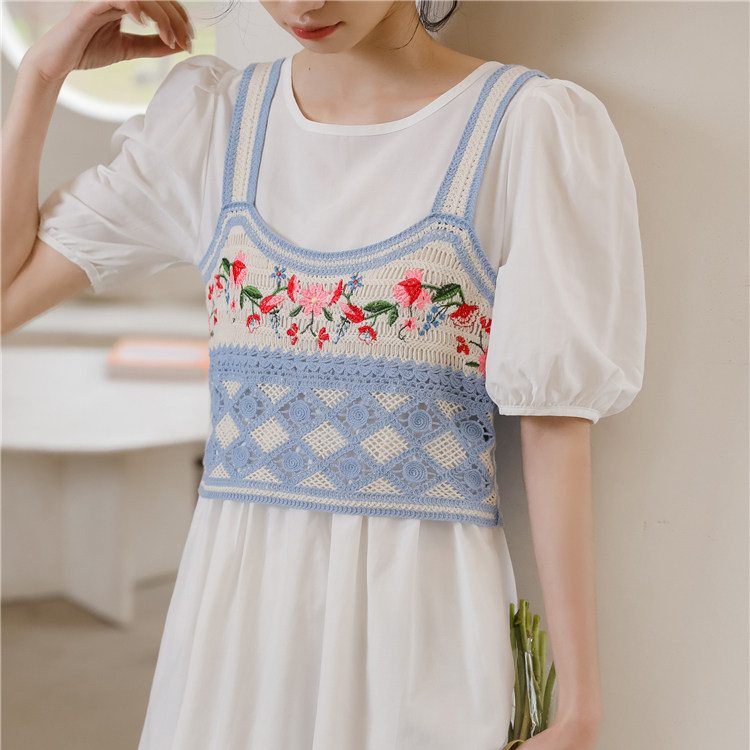 减龄绣花马甲背心女2026春夏小清新糖果色外搭无袖小吊带ins超火
