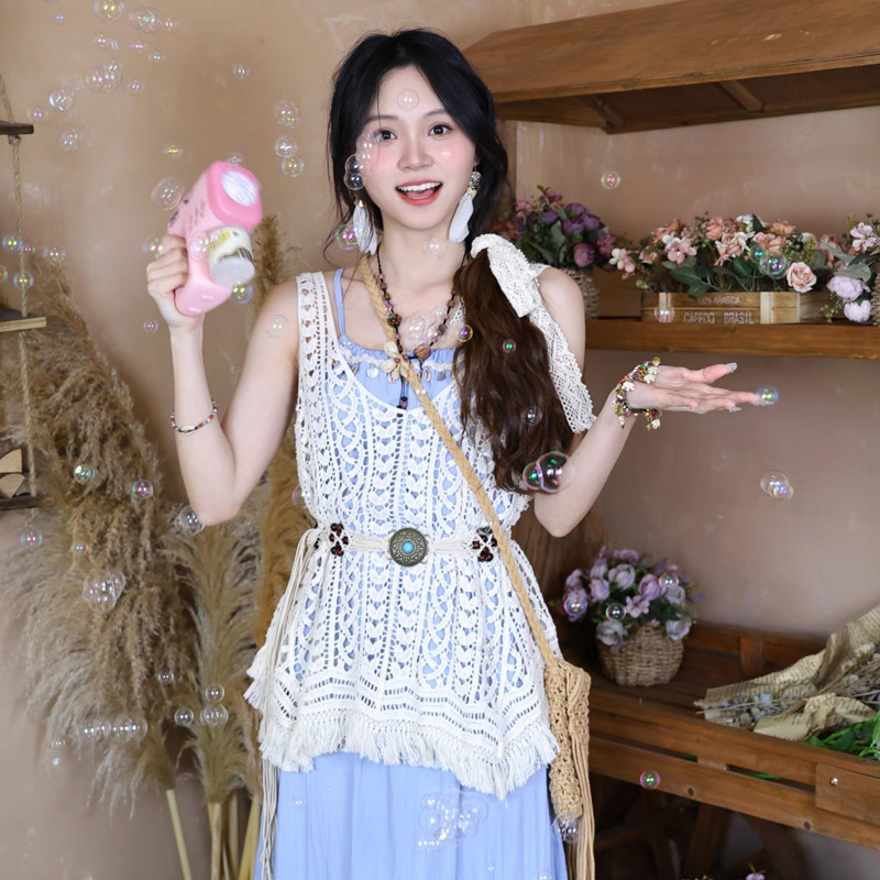 V领镂空针织吊带背心女夏季