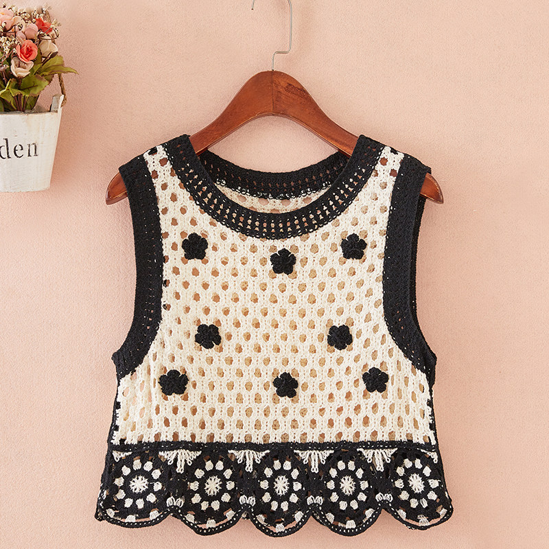 镂空复古针织背心马甲女外穿2025新款韩版春季百搭设计感撞色上衣