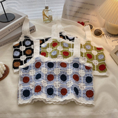 背心女2025年春夏韩版 拼色刺绣短款 方领无袖 小清新叠穿吊带上衣潮