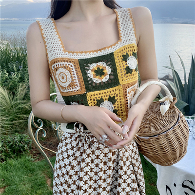 复古钩花针织吊带女款夏季祖母格