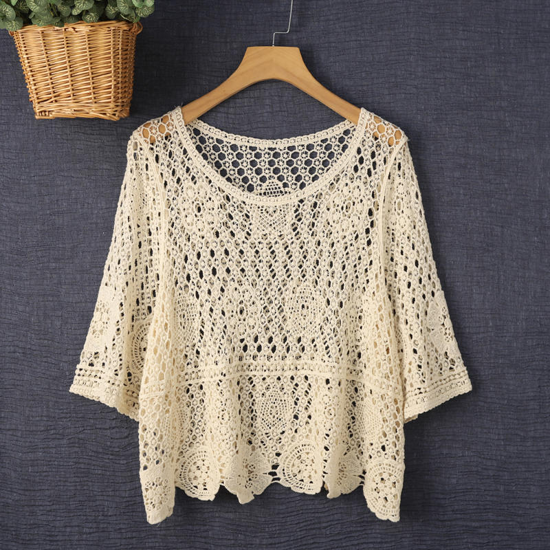 镂空钩花小外搭百搭蕾丝上衣