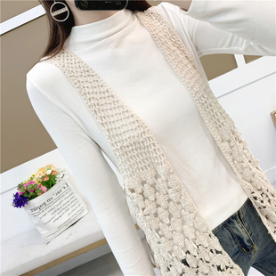 2025春夏新款韩版钩花镂空性感开衫女中长款配裙子外搭披肩马甲潮