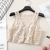 镂空蕾丝披肩坎肩百搭马甲女外穿背心外套 无袖 新款 马夹女外搭短款