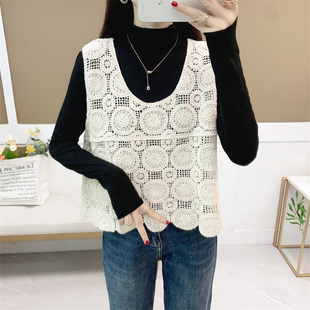 针织马甲女2026年宽松镂空U型外搭无袖 薄款 马夹背心坎肩 孤品