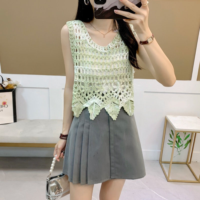 扎染减龄无袖小吊带背心女夏甜辣叠穿外搭宽松设计感独特洋气马甲