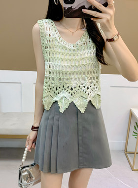扎染减龄无袖小吊带背心女夏甜辣叠穿外搭宽松设计感独特洋气马甲