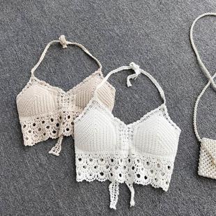 抹胸外穿短款 内搭度假风挂脖吊带刺绣背心文胸系带打底内衣美背女