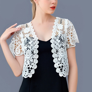 开衫 百搭薄款 纯色镂空防晒衣小外套 外搭短款 蕾丝小披肩女2025夏季