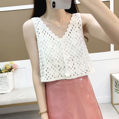针织镂空马甲春夏女马夹外套坎肩